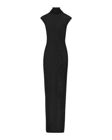 Jean Paul Gaultier Sequin Logo Embroidered Sleeveless Mesh Maxi Dress | Thumbnail 1