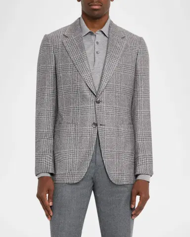 Zegna Men's Cashmere and Silk Plaid Two-Button Sport Coat | Thumbnail 4