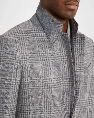 Zegna Men's Cashmere and Silk Plaid Two-Button Sport Coat | Thumbnail 7