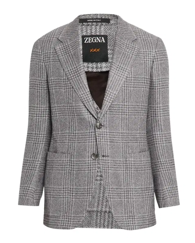 ZEGNA Men 's Cashmere and Silk Plaid Two-Button Sport Coat