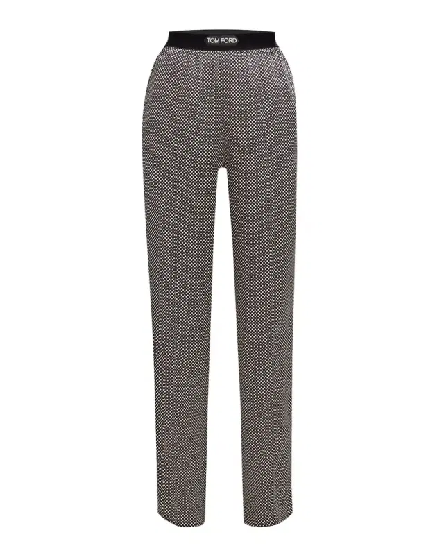 Polka Dot Print Stretch Satin Pajama Pants Polka Dot Print Stretch Satin Pajama Pants