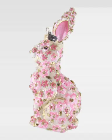 Jay Strongwater Pink Floral Hopper Christmas Ornament | Thumbnail 2