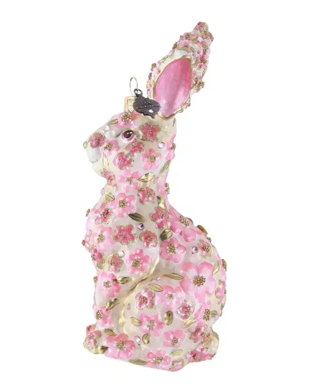 Jay Strongwater Pink Floral Hopper Christmas Ornament
