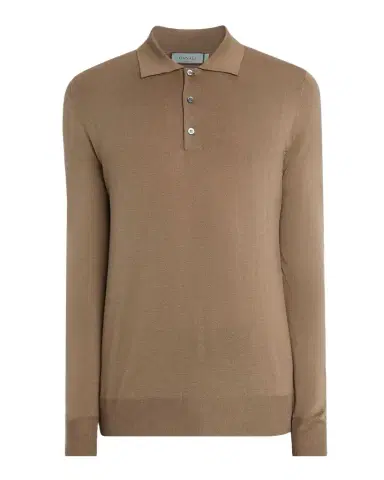 Canali Men 's Wool Knit Long-Sleeve Polo Shirt | Thumbnail 1 Canali Men 's Wool Knit Long-Sleeve Polo Shirt | Thumbnail 1