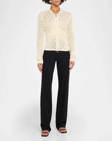 Wynn Hamlyn Pointelle Zip Cardigan | Thumbnail 2