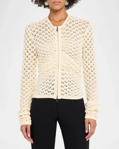 Wynn Hamlyn Pointelle Zip Cardigan | Thumbnail 4