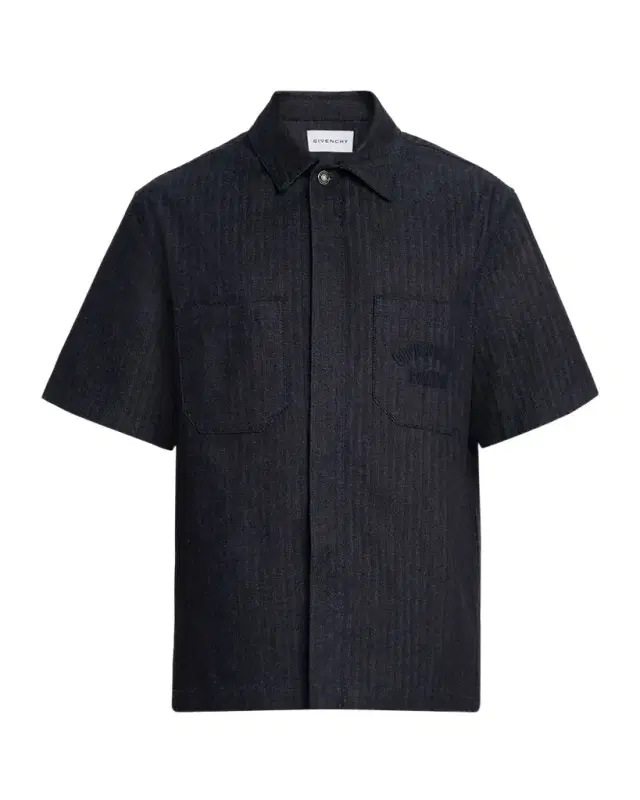 Men 's Denim Herringbone Short-Sleeve Shirt