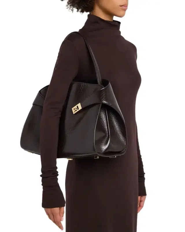Hug Maxi Grain Leather Shoulder Bag