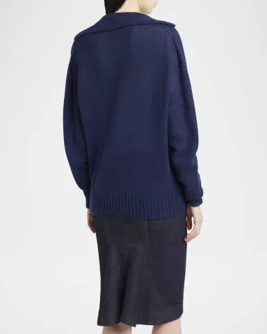 Tom Ford V-Neck Cashmere-Silk Oversized Polo Sweater | Thumbnail 3 Tom Ford V-Neck Cashmere-Silk Oversized Polo Sweater | Thumbnail 3