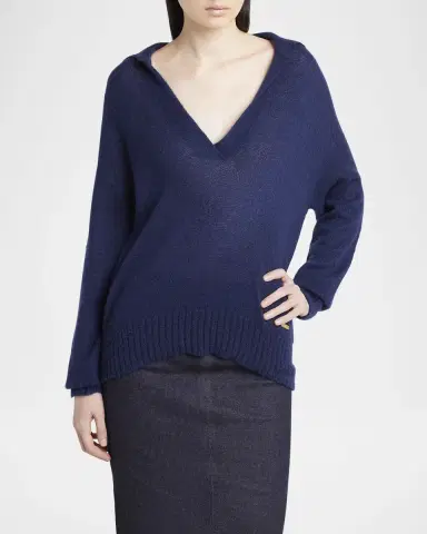 Tom Ford V-Neck Cashmere-Silk Oversized Polo Sweater | Thumbnail 4 Tom Ford V-Neck Cashmere-Silk Oversized Polo Sweater | Thumbnail 4