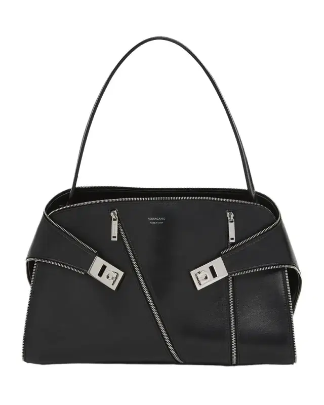 Hug Multi-Zip Leather Crossbody Bag