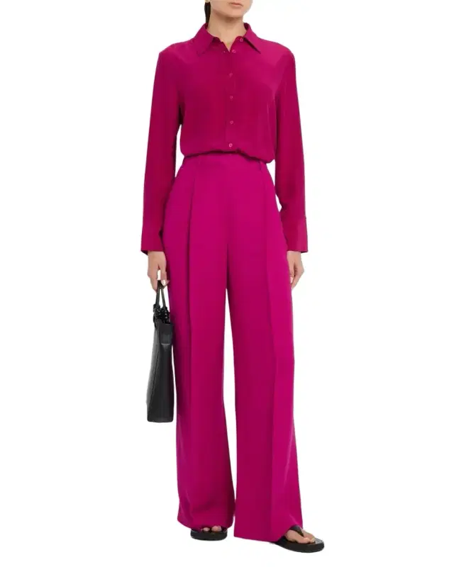 Pleated High-Rise Twill Trousers