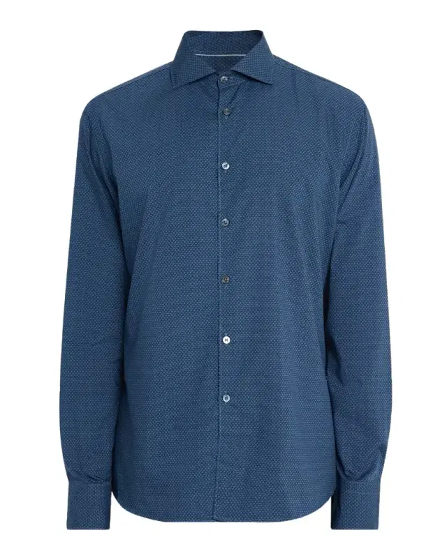 Men 's Neat Geometric Cotton and Lyocell Sport Shirt