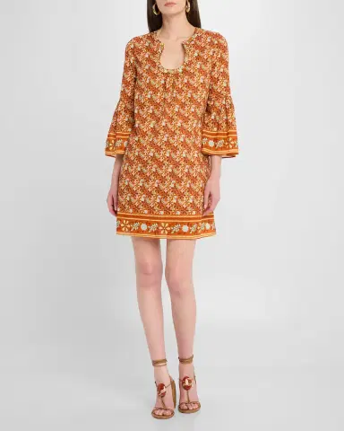 FIGUE Cortney Floral Flare-Sleeve Mini Dress | Thumbnail 2