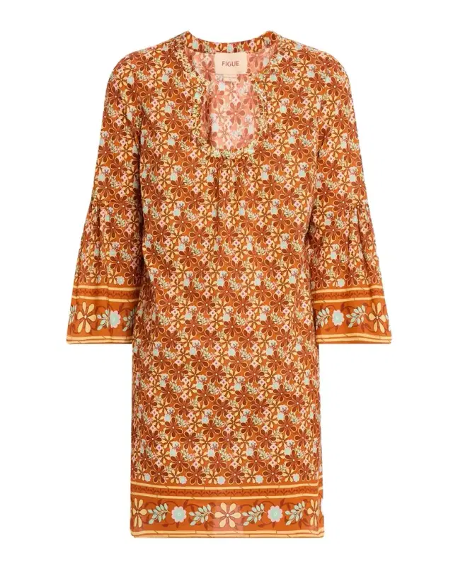 Figue Cortney Floral Flare-Sleeve Mini Dress