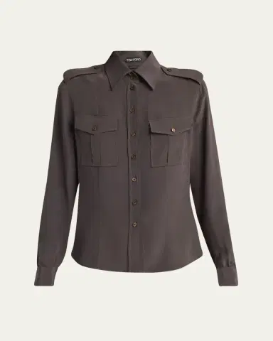 TOM FORD Silk Crepe De Chine Military Shirt | Thumbnail 5 TOM FORD Silk Crepe De Chine Military Shirt | Thumbnail 5