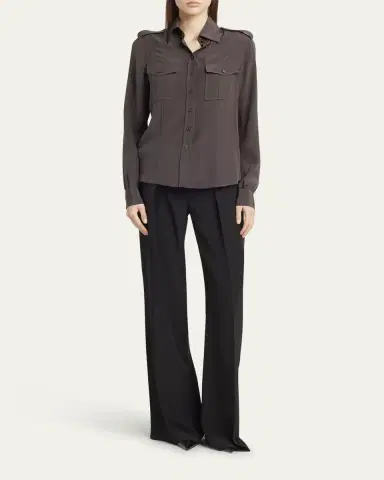TOM FORD Silk Crepe De Chine Military Shirt | Thumbnail 6 TOM FORD Silk Crepe De Chine Military Shirt | Thumbnail 6