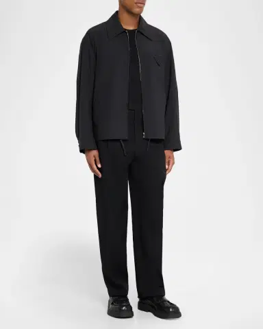 Bottega Veneta Men's Wool Triangle-Pocket Full-Zip Blouson | Thumbnail 2