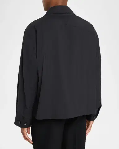 Bottega Veneta Men's Wool Triangle-Pocket Full-Zip Blouson | Thumbnail 3