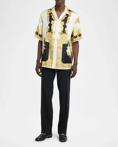 Versace Men's Leather Medusa-Chain Loafers | Thumbnail 2