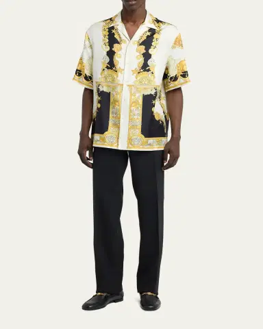 Versace Men's Leather Medusa-Chain Loafers | Thumbnail 8