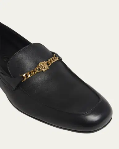 Versace Men's Leather Medusa-Chain Loafers | Thumbnail 10