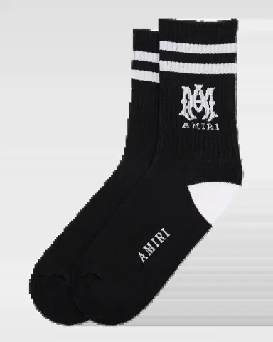 AMIRI Men's MA Double-Stripe Ribbed Crew Socks | Thumbnail 2 AMIRI Men's MA Double-Stripe Ribbed Crew Socks | Thumbnail 2