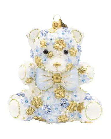 Jay Strongwater Blue Floral Teddy Christmas Ornament | Thumbnail 1