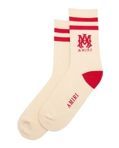AMIRI Men's MA Double-Stripe Ribbed Crew Socks | Thumbnail 1 AMIRI Men's MA Double-Stripe Ribbed Crew Socks | Thumbnail 1