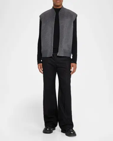 Bottega Veneta Men's Leather Trim Double-Face Wool Gilet | Thumbnail 2