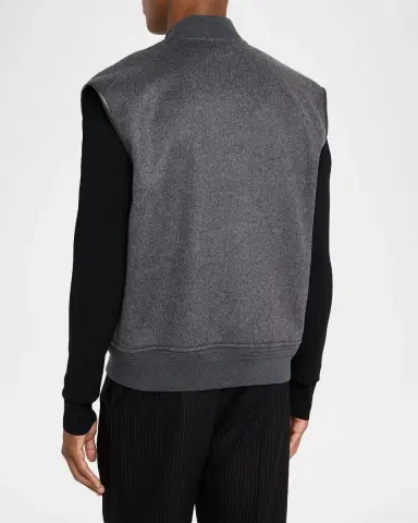 Bottega Veneta Men's Leather Trim Double-Face Wool Gilet | Thumbnail 3