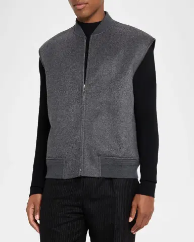 Bottega Veneta Men's Leather Trim Double-Face Wool Gilet | Thumbnail 4