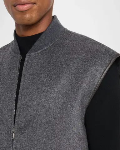 Bottega Veneta Men's Leather Trim Double-Face Wool Gilet | Thumbnail 5