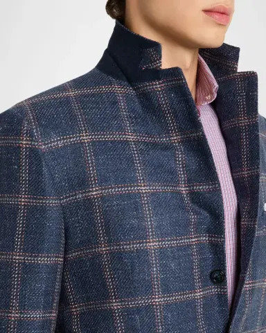 Kiton Men's Cashmere, Wool and Silk Washed Windowpane Sport Coat | Thumbnail 7