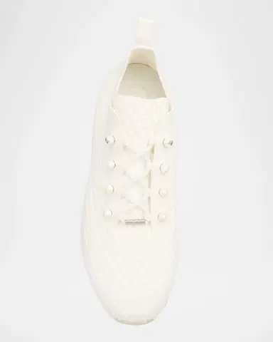 Jimmy Choo Veles Cotton Knit Pearly Stud Sneakers | Thumbnail 6