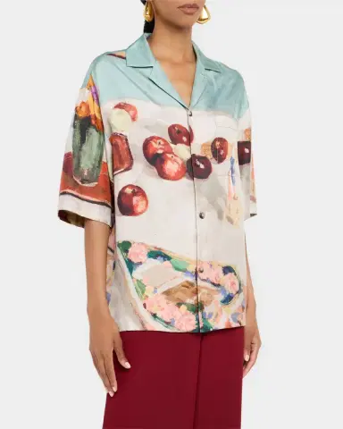 Nanushka Caspian Button-Front Silk Twill Shirt | Thumbnail 4 Nanushka Caspian Button-Front Silk Twill Shirt | Thumbnail 4