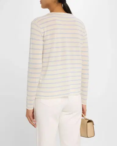 MAJESTIC FILATURES Striped Machine-Washable Cashmere Sweater | Thumbnail 3 MAJESTIC FILATURES Striped Machine-Washable Cashmere Sweater | Thumbnail 3