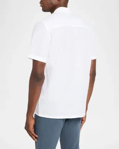 Canali Men 's Linen and Cotton Pocket Camp Shirt | Thumbnail 2