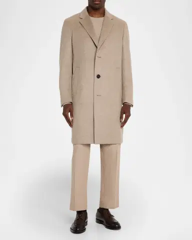 ZEGNA Men 's Oasi Cashmere Notch-Lapel Overcoat | Thumbnail 3