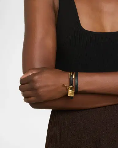TOM FORD Lock-Pendant Leather Wrap Bracelet | Thumbnail 2