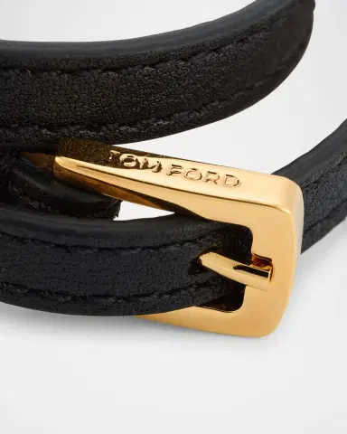 TOM FORD Lock-Pendant Leather Wrap Bracelet | Thumbnail 4