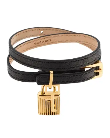 TOM FORD Lock-Pendant Leather Wrap Bracelet | Thumbnail 1