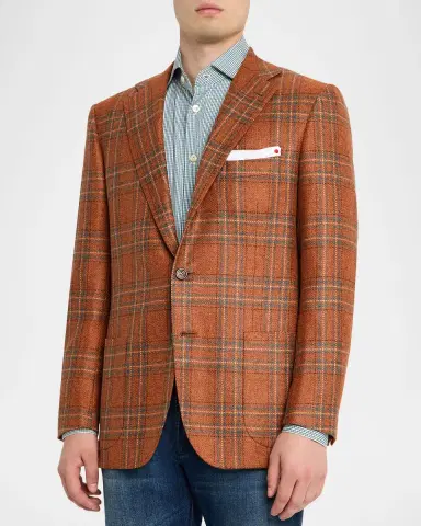 Kiton Men's Cashmere Glen Plaid Sport Coat | Thumbnail 3 Kiton Men's Cashmere Glen Plaid Sport Coat | Thumbnail 3
