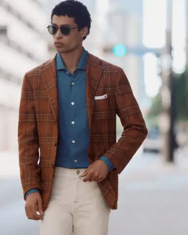 Kiton Men's Cashmere Glen Plaid Sport Coat | Thumbnail 4 Kiton Men's Cashmere Glen Plaid Sport Coat | Thumbnail 4