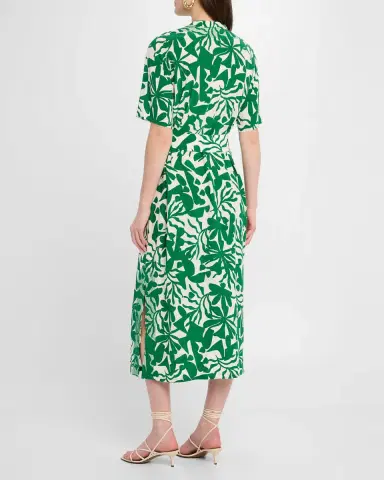 FIGUE Thandie Short-Sleeve Belted Midi Kaftan Dress | Thumbnail 3