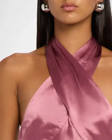 Retrofête Wrenley Satin Crisscross Halter Gown | Thumbnail 5 Retrofête Wrenley Satin Crisscross Halter Gown | Thumbnail 5