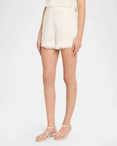 Simkhai Dax Fringe Linen-Blend Shorts | Thumbnail 4