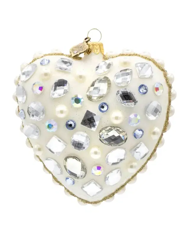 Bejeweled Opal Heart Christmas Ornament