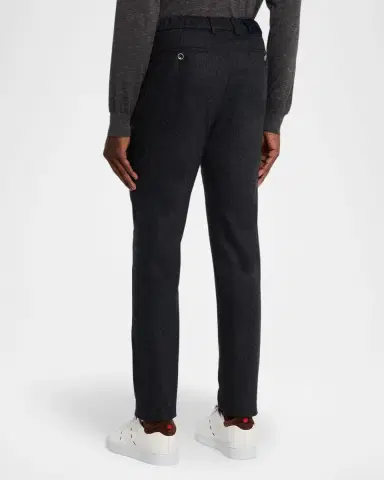 Kiton Men's Wool Flannel Slim Flat-Front Pants | Thumbnail 2 Kiton Men's Wool Flannel Slim Flat-Front Pants | Thumbnail 2