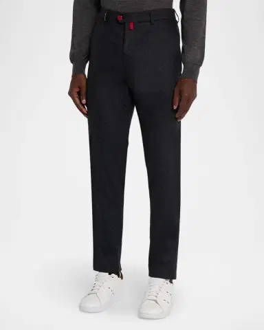 Kiton Men's Wool Flannel Slim Flat-Front Pants | Thumbnail 3 Kiton Men's Wool Flannel Slim Flat-Front Pants | Thumbnail 3